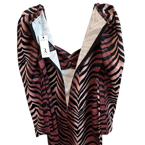 New Rare London Animal Print Mini Dress Long Sleeve Tiger Leopard NWT Sz 8 Large - Picture 12 of 16